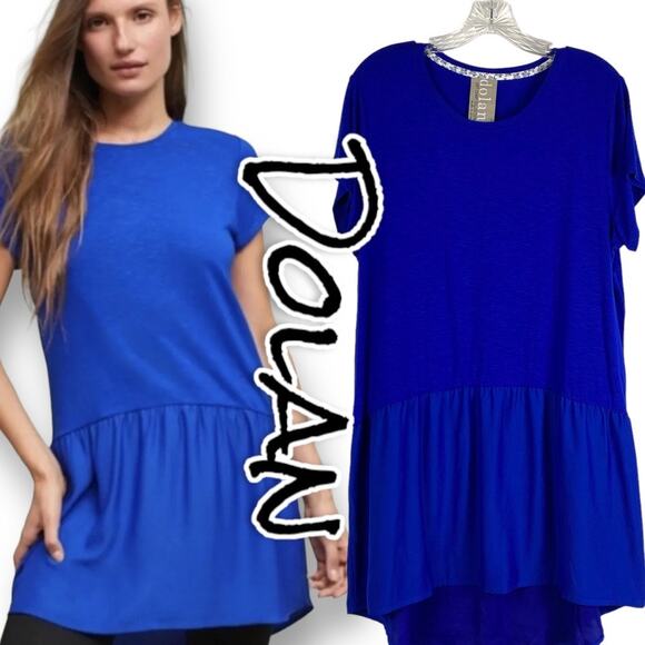 Dolan Anthropologie Cobalt Blue Tshirt Dress Hi Lo Womens Size Large - Picture 1 of 11
